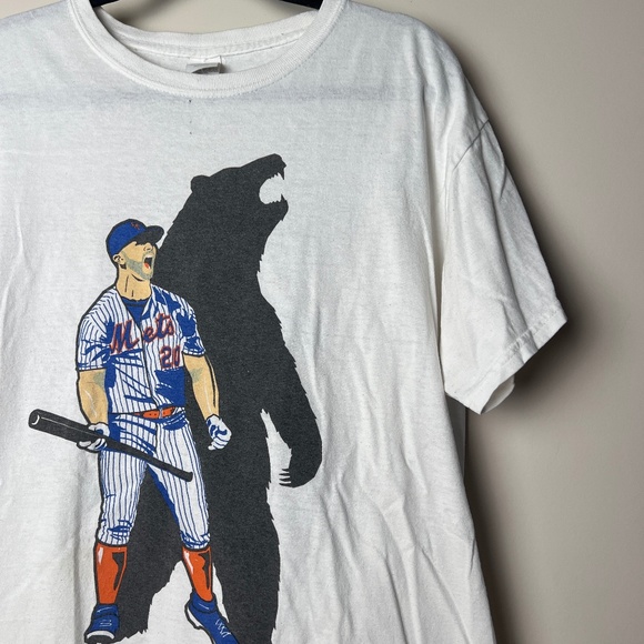 Gildan New York Mets Baseball Polar Bear White Short Sleeve T-Shirt Large - Picture 1 of 10